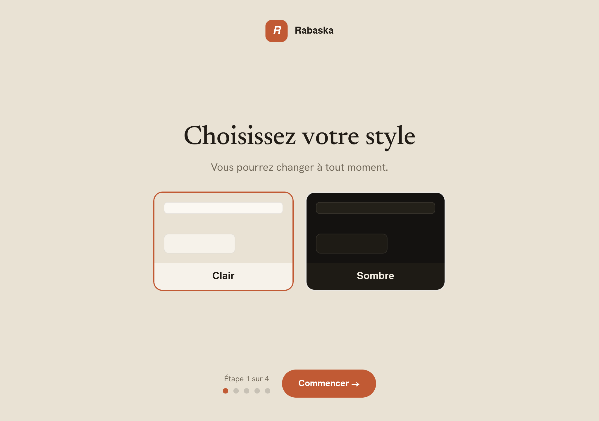 Premier allumage : choisissez votre style, clair ou sombre